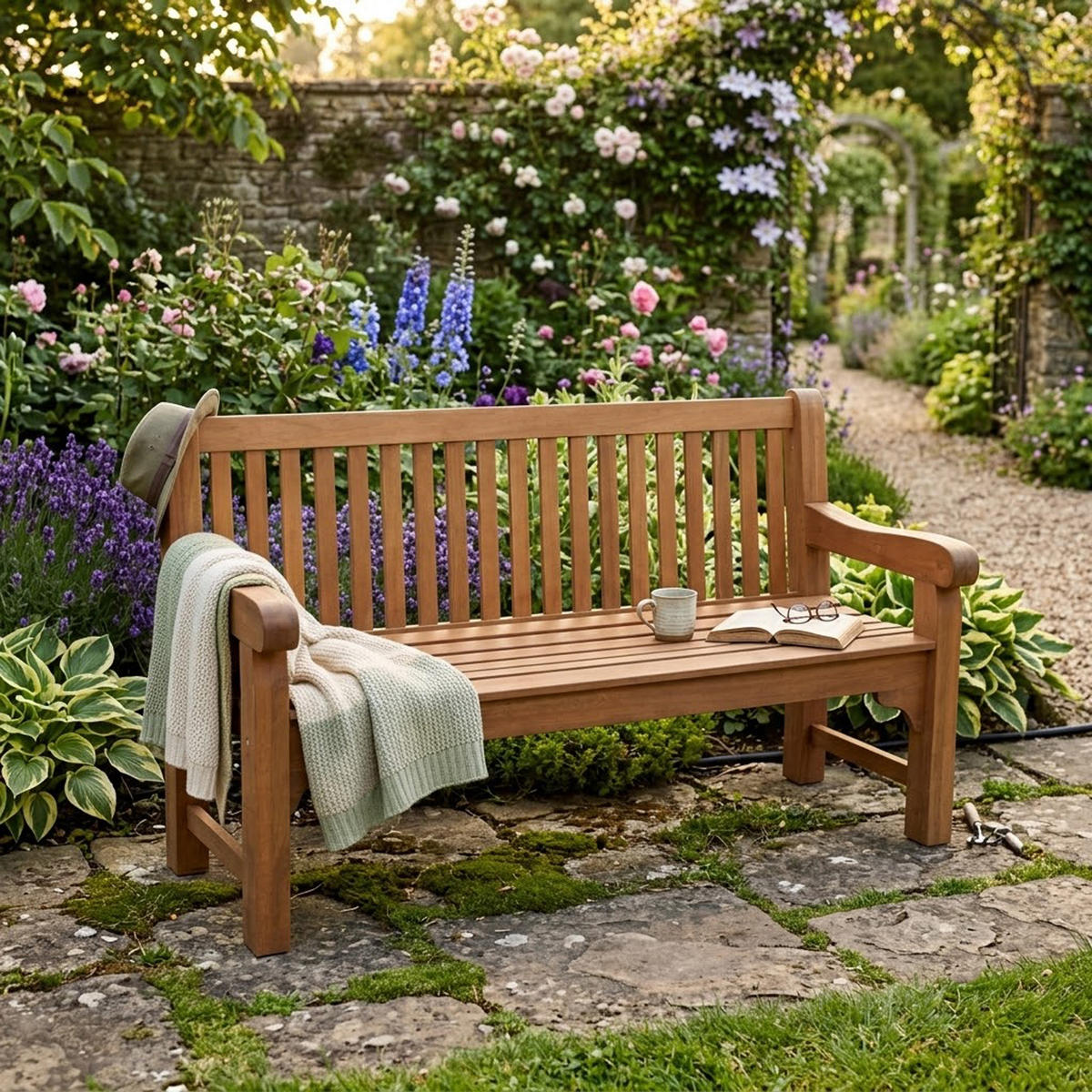 PARKBANK Edingburgh - Gartenbank 3-sitzer, aus Eukalyptusholz, geölt. Bank im Kolonial-Antik Stil - Braun, Holz (162/90/69cm) - TPFGarden
