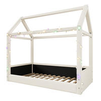 HAUSBETT 90/200 cm DE-03358, mit LED-Lichtleisten, in Beige - Beige, Holzwerkstoff (90/200cm) - ComfortXL