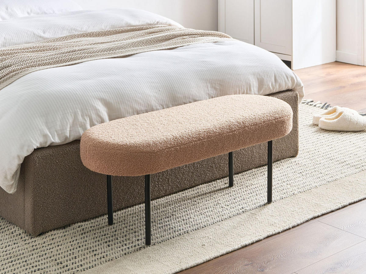 POLSTERBANK Bouclé Hellbraun Wolfeboro - Hellbraun, Textil (98/38/35cm) - Beliani