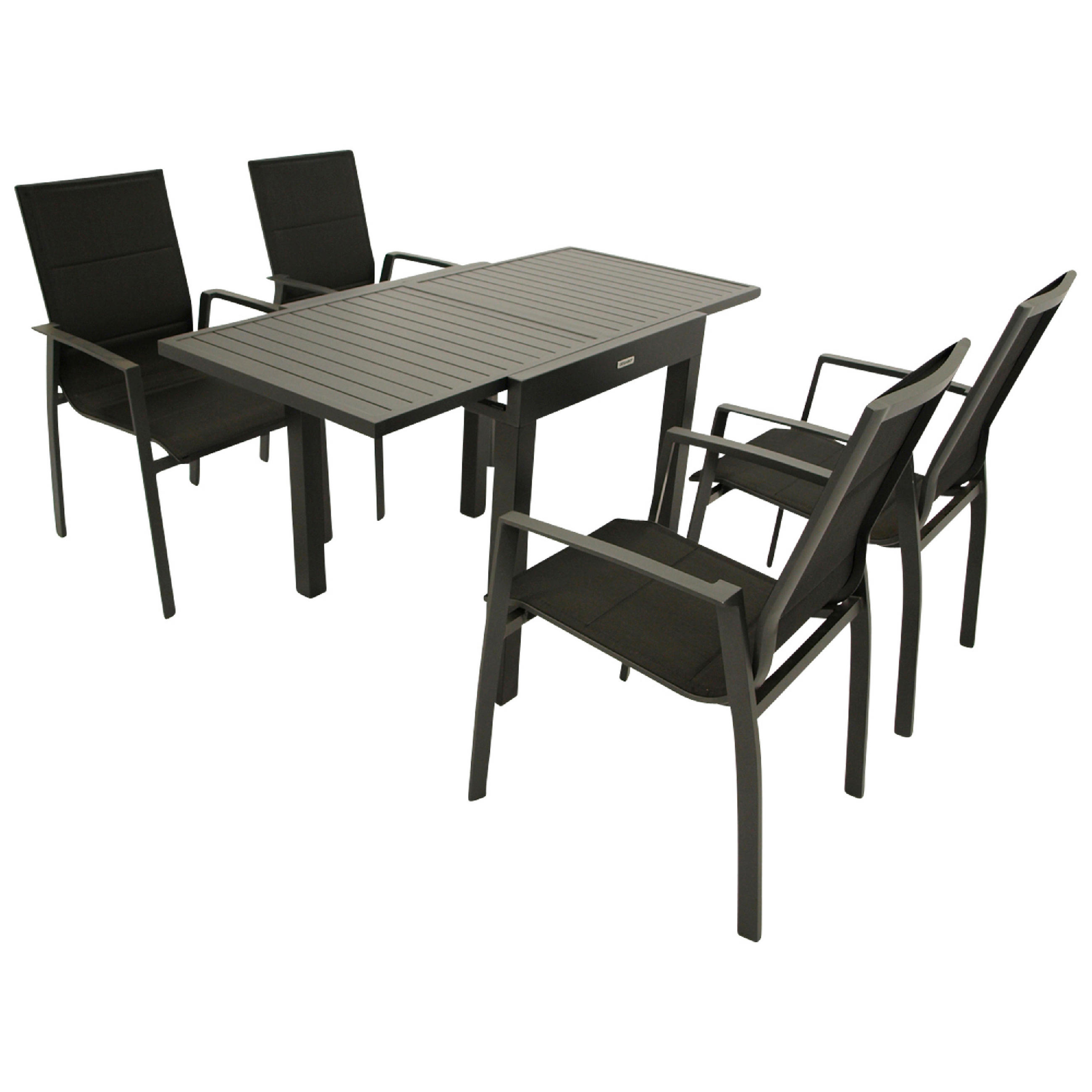 GARTEN-GARNITUR Sunderland - 5-teilig - Schwarz, Metall - TPFGarden