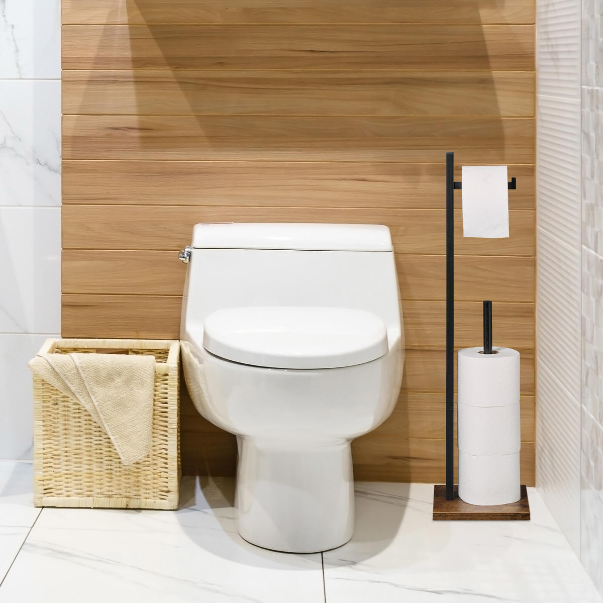 TOILETTENPAPIERHALTER - Multicolor, Holz/Holzwerkstoff (19/71/19cm) - Relaxdays
