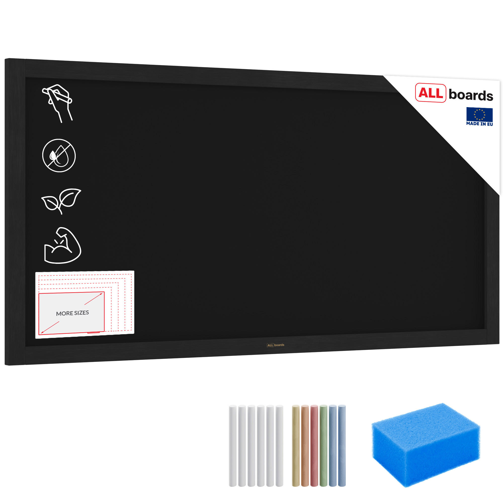 KREIDETAFEL mit Schwarz Holzrahmen 120x60cm - Schwarz, Holz (120/60/2cm) - ALLboards