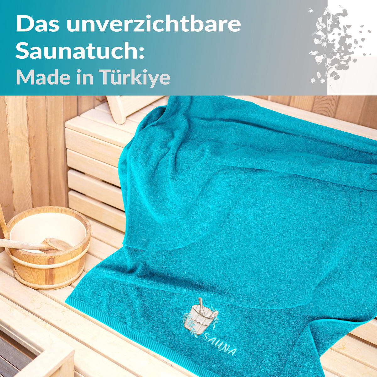 SAUNATUCH Lillby Aquamarin Blau 100x200 cm - Blau, Textil (100/200cm) - Lashuma