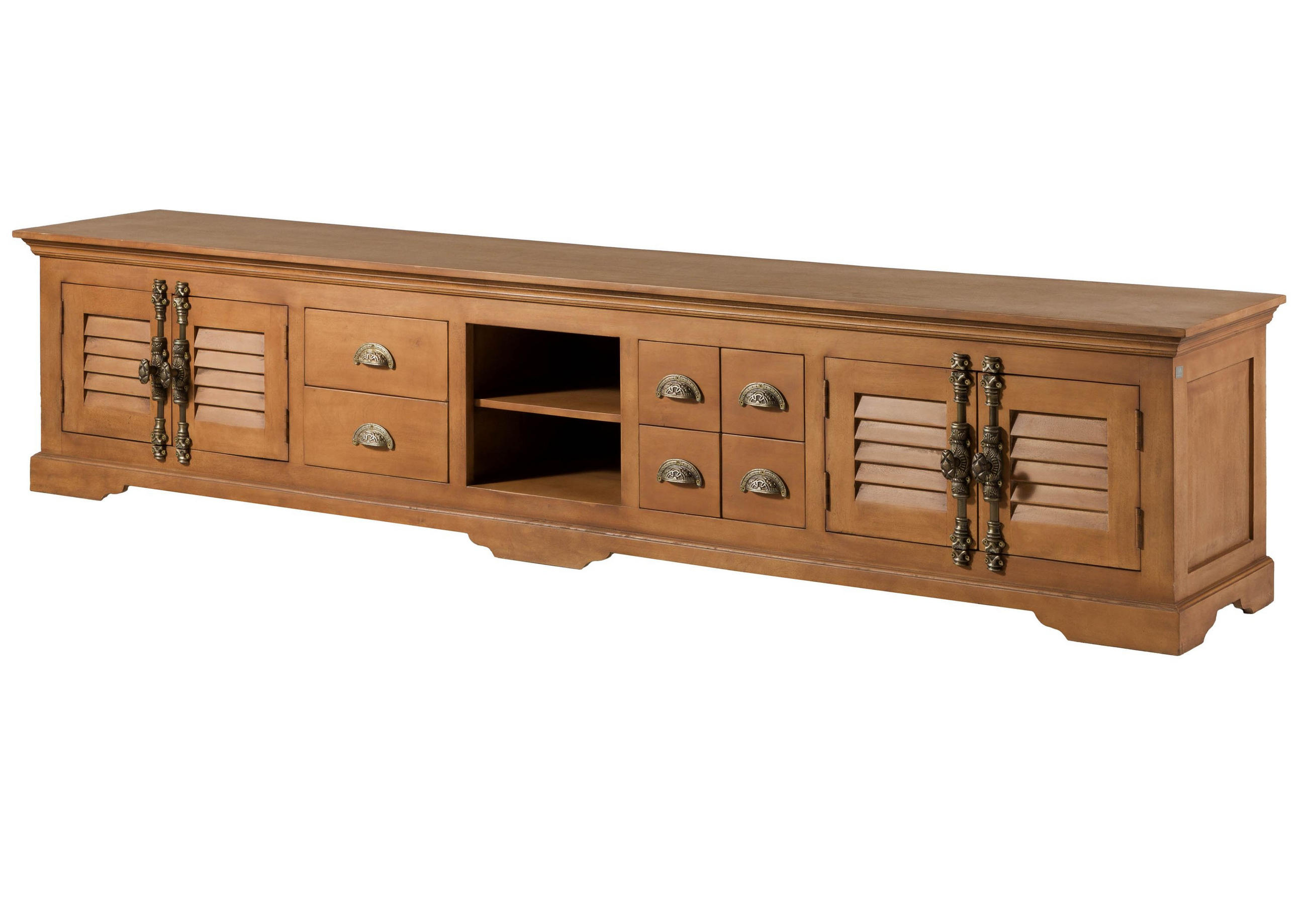 TV-BOARD Mango 260x45x55 beige geölt TOULOUSE #18 - Beige, Holz (260/55/45cm) - Massivmoebel24