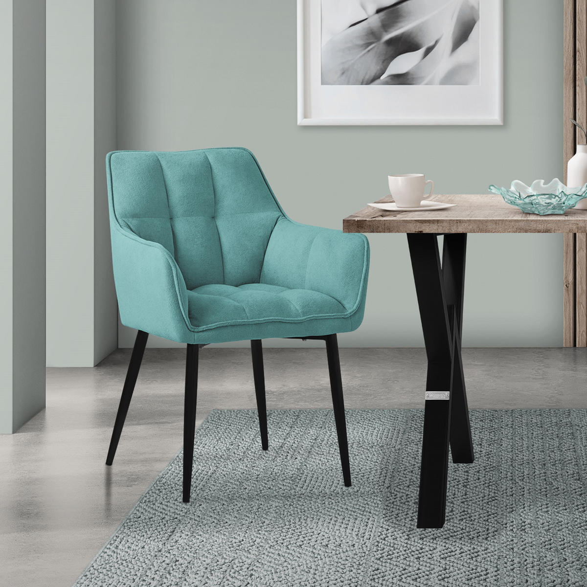 ESSZIMMERSTUHL petrol - Hellblau, Textil (63/90/57cm) - ML-DESIGN