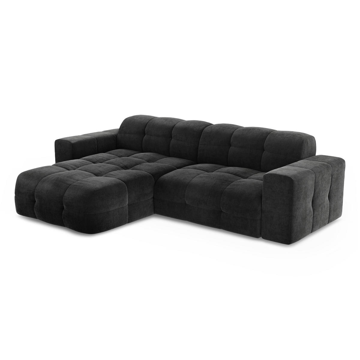 ECKSOFA LINKS Samt Dunkles Anthrazit 230cm - Anthrazit, Textil (155/230cm) - Sia Home