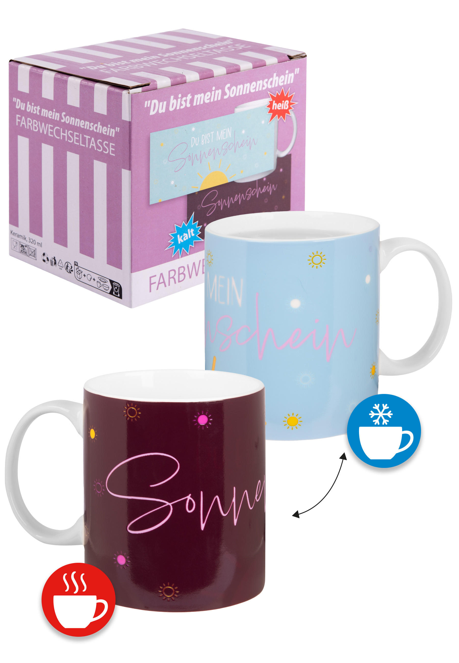 KAFFEEBECHER Du bist mein Sonnenschein Zaubertasse Mehrfarbig 320 ml - Multicolor, Keramik (0.32L) - United Labels
