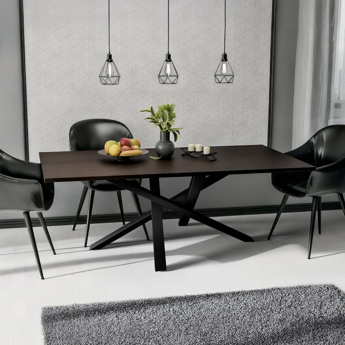 TISCHBEIN eckig 140/70/72 cm Metall Schwarz - Schwarz, Metall (140/72/70cm) - CLP