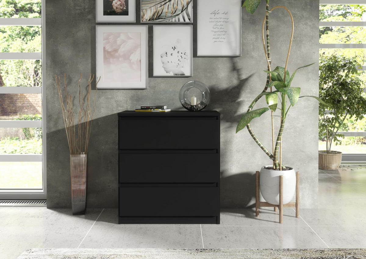 KOMMODE 70 Schwarz 70x39x78,5 cm - Schwarz, Holzwerkstoff (70/78.5/39cm) - Mobelsta