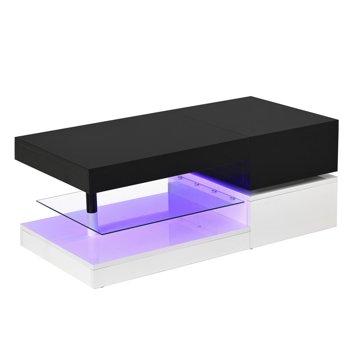 COUCHTISCH 90/45/35.5 cm schwarz/weiß aus PB mit LED-Beleuchtung - Schwarz, Holzwerkstoff (90/45/35.5cm) - OKMYHOME