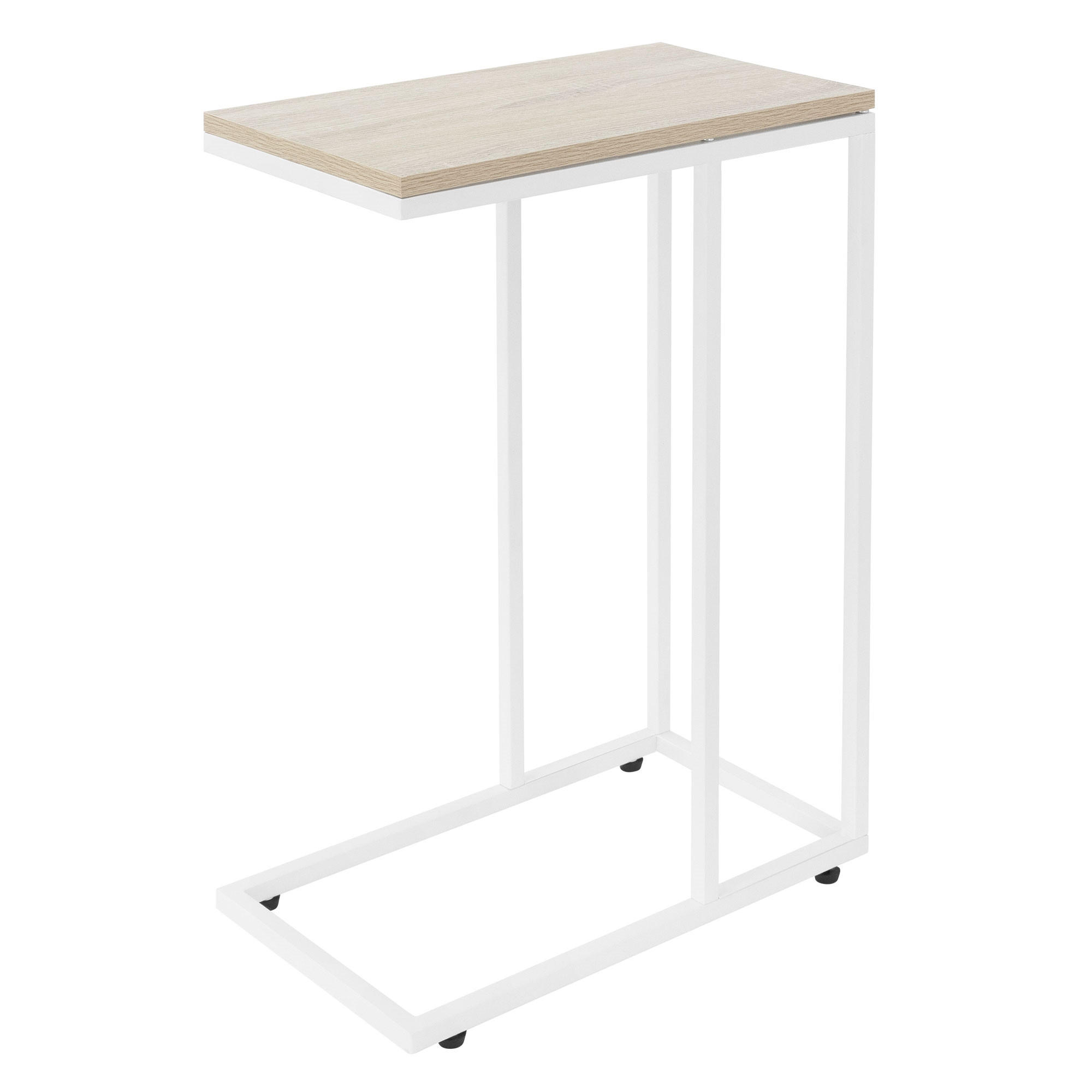BEISTELLTISCH C-Form Weiß/Eich 45/25/64 cm - Weiß, Metall (45/25/64cm) - ML-DESIGN
