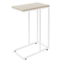 BEISTELLTISCH C-Form Weiß/Eich 45/25/64 cm - Weiß, Metall (45/25/64cm) - ML-DESIGN