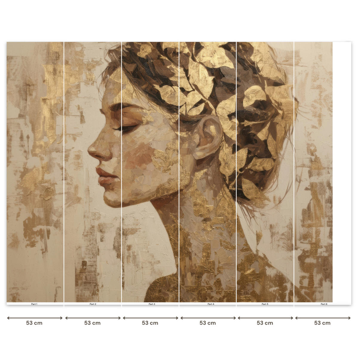 TAPETE - Frau - Gold - Abstrakt - Textur - 300x240 cm - Goldfarben, Papier (300/240cm) - OnlyWow