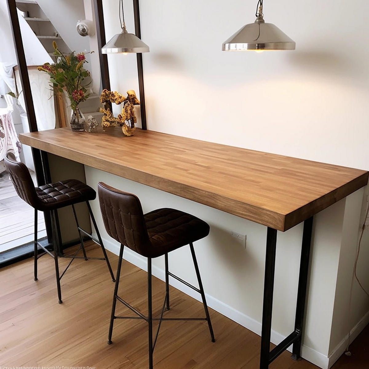 FRÜHSTÜCKSBAR Eiche massiv - Natur - 120/45/100 cm - Eichefarben/Naturfarben, Eichenholz/Holz (45/100/120cm) - TRL Handmade Furniture