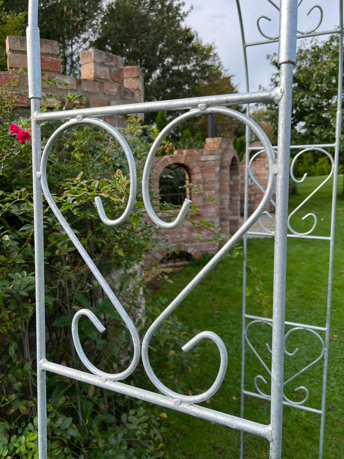 ROSENBOGEN Metall Verzinkt Massiv 120 cm Torbogen - Grau, Metall (120/232/36cm) - DanDiBo