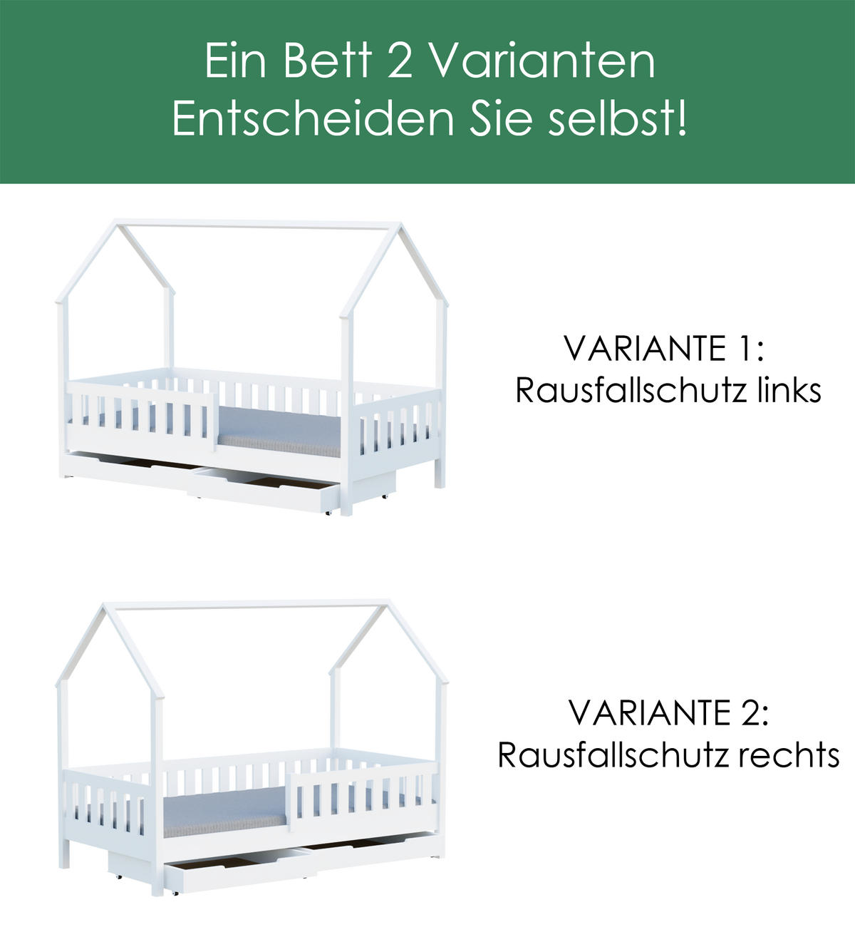 HAUSBETT 140x70 weiß mit Schubladen - Weiß, Holzwerkstoff (70/140cm)