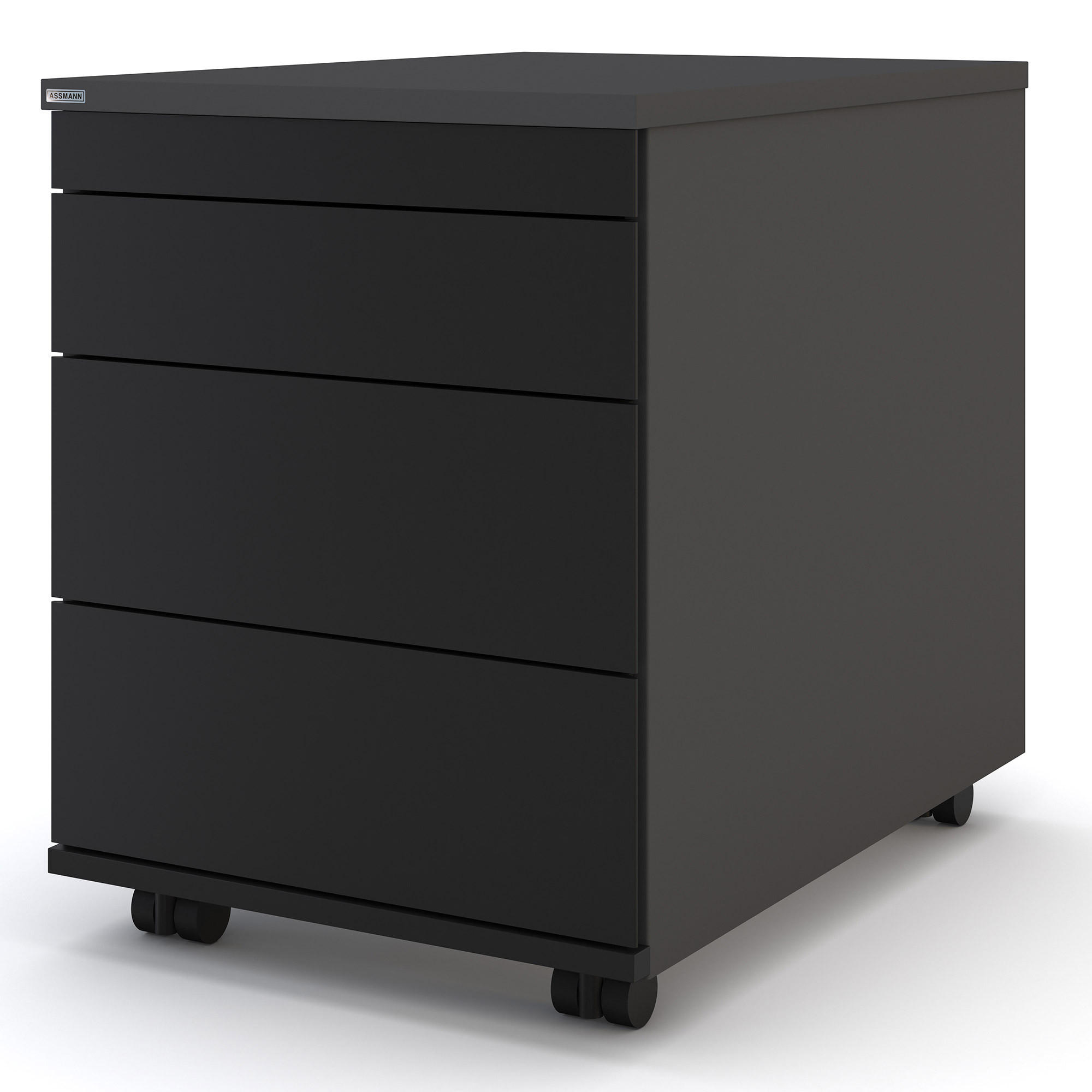 ROLLCONTAINER Pontis mit Metallfront und 4 Schubladen / Anthrazit - Anthrazit, Holz (41.5/53.3/58.4cm) - ASSMANN