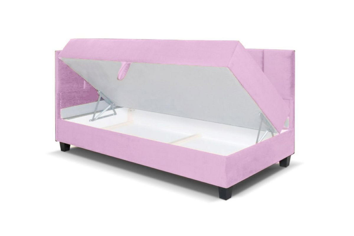 BOXBETT Kinderbett Eryk 100x200 cm mit Matratze und Bettkasten, links, rosa - Rosa, Kunststoff (100/200cm) - Margaret Hadas24
