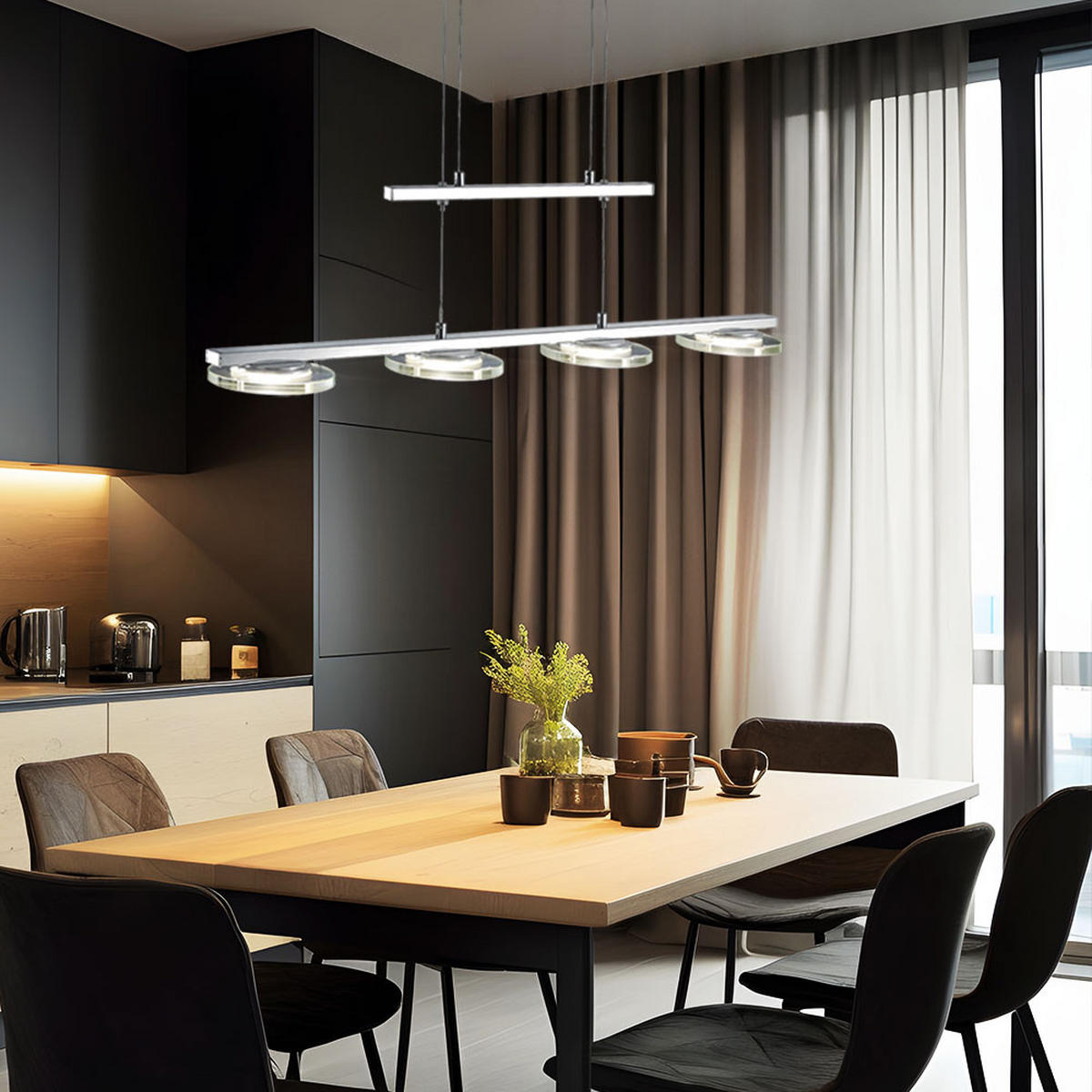 LED HÄNGELEUCHTE Metall Glas Silber - Silberfarben, Glas (13.5/21/120cm)