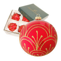 CHRISTBAUMKUGELN Sprossenland Rot 10cm (Glas / 4 Stk.) - Rot, Glas (10/10/10cm) - Krebs Glas Lauscha
