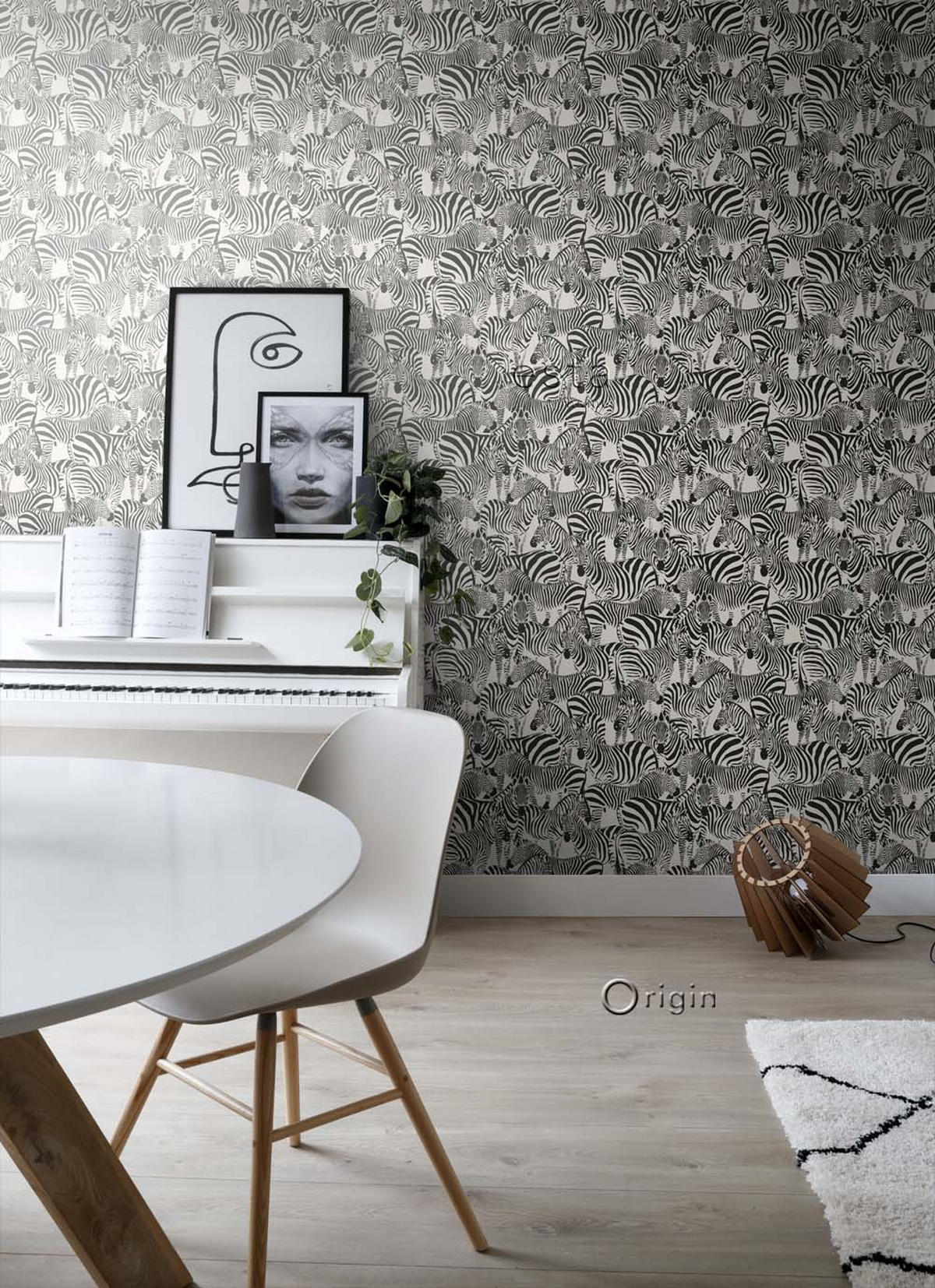 TAPETE Zebras 53 cm x 10.05 m - Weiß, Papier (53/1000cm) - Origin Wallcoverings