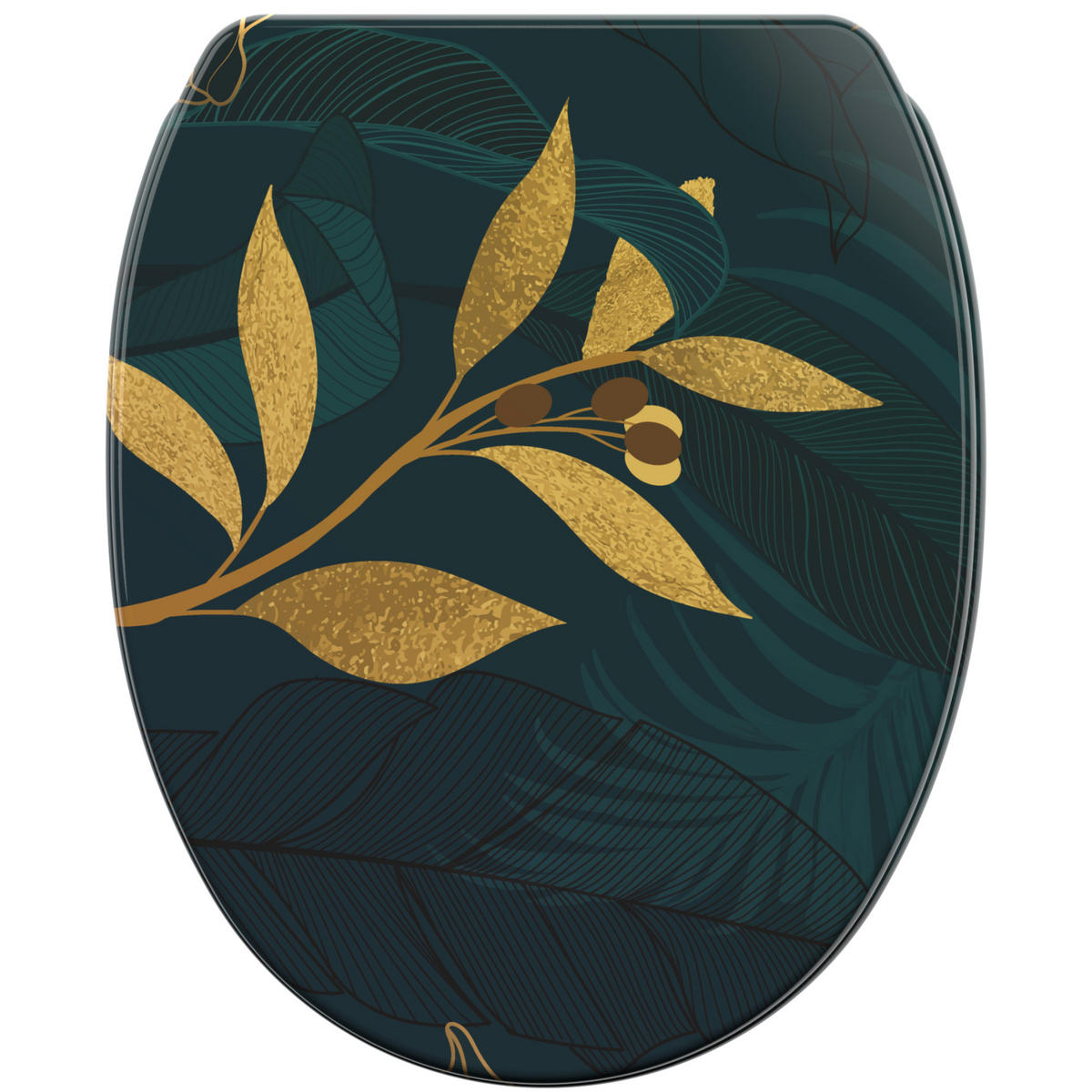 WC-SITZ mit Absenkautomatik & Top Fix Luxury - Grün, Holzwerkstoff (37.7/5.5/48cm) - Sanilo