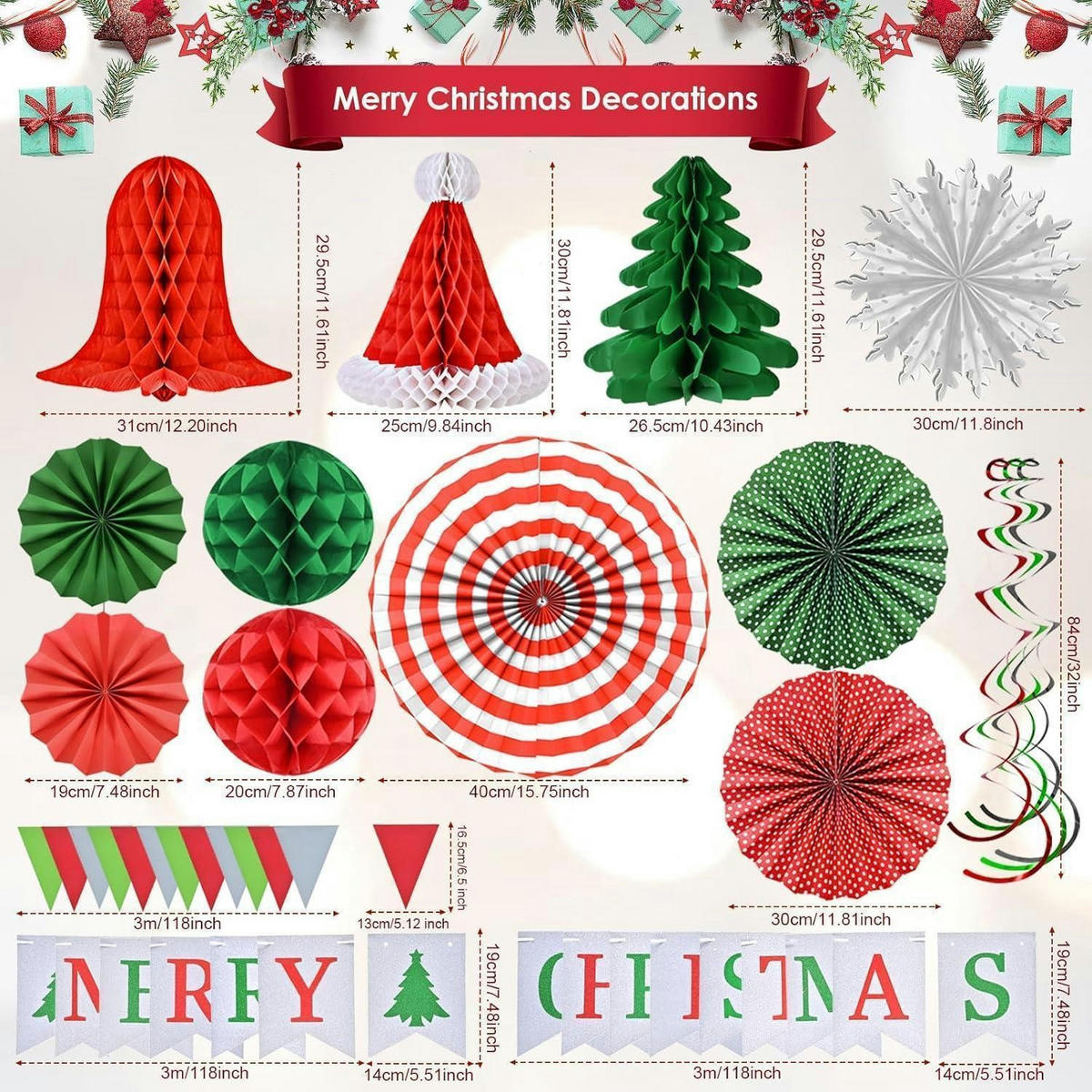 WEIHNACHTSDEKO Set 26-teilig - Multicolor, Papier (25.4cm)