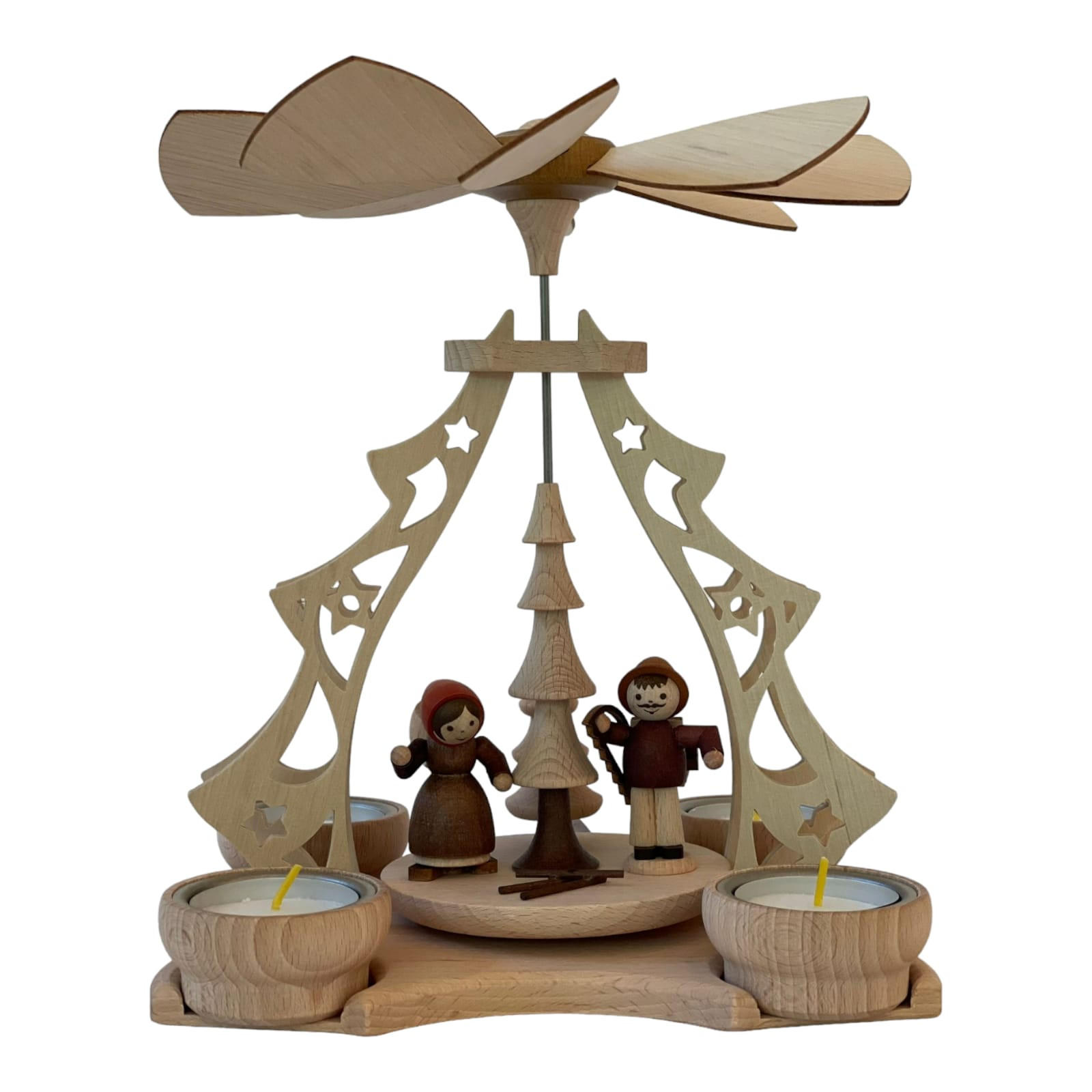 PYRAMIDE Waldfiguren für 4 Teelichter 20/19/23 cm - Multicolor, Holz (19/23/20cm)