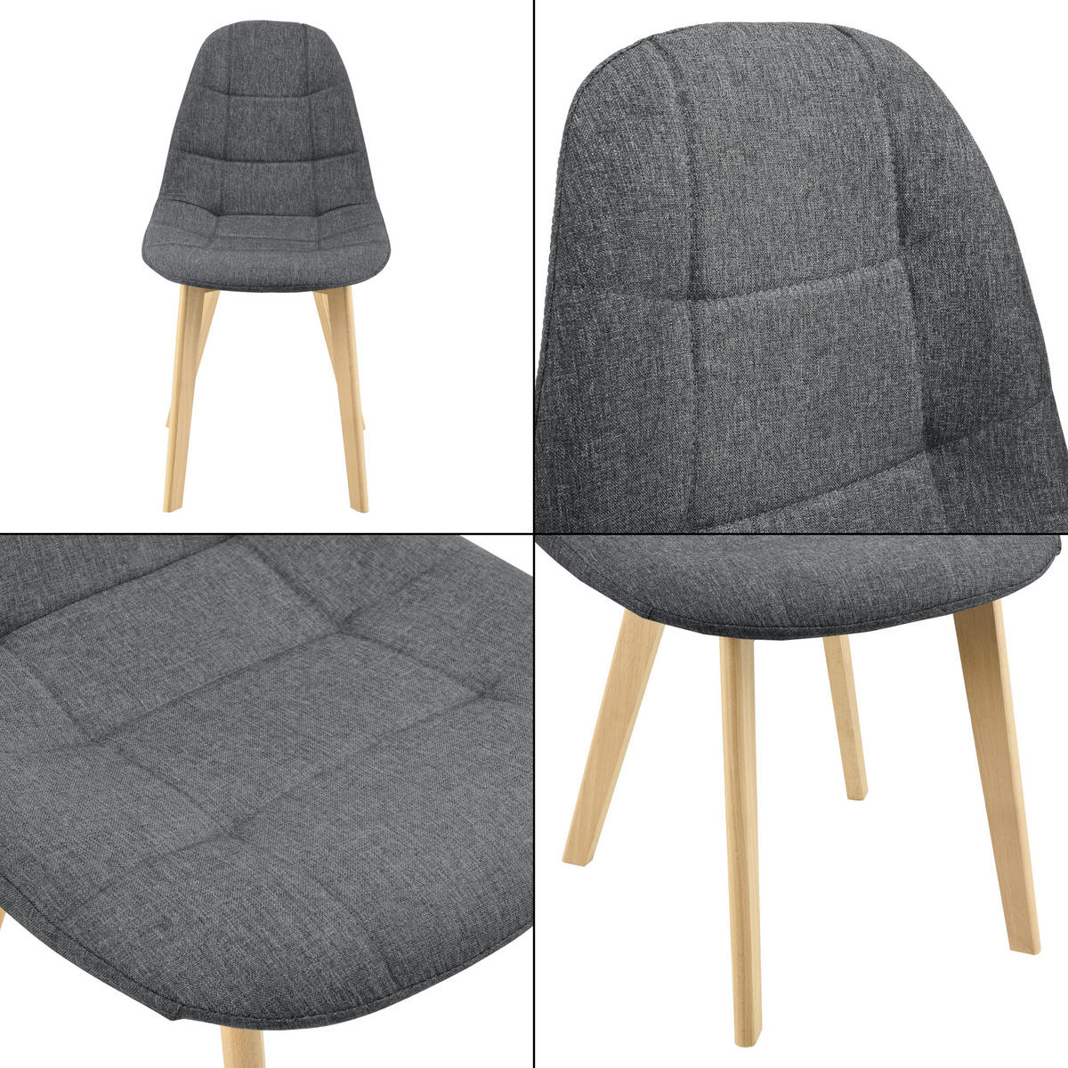 ESSZIMMERSTUHL Kopparberg 2er-Set - Grau, Textil (53/86/47cm) - [en.casa]