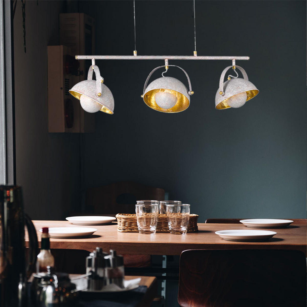 LED HÄNGELEUCHTE MONA Metall Grau 3 flammig - Grau, Metall (20.8/94.8/150cm) - Wofi