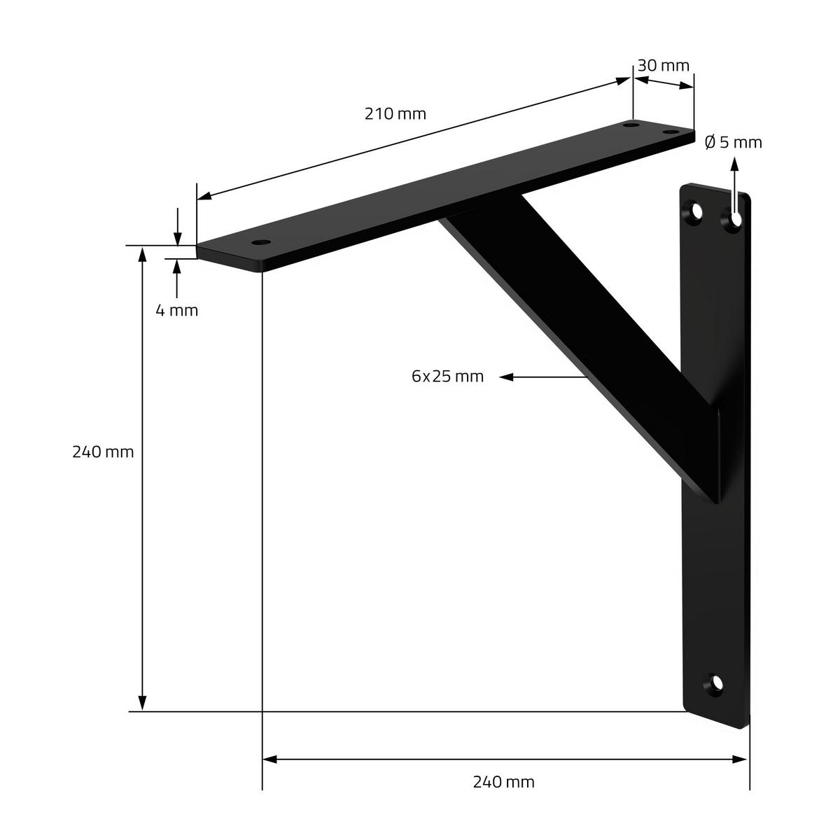 REGALHALTERUNGEN - Schwarz, Metall (24/3/24cm) - ML-DESIGN