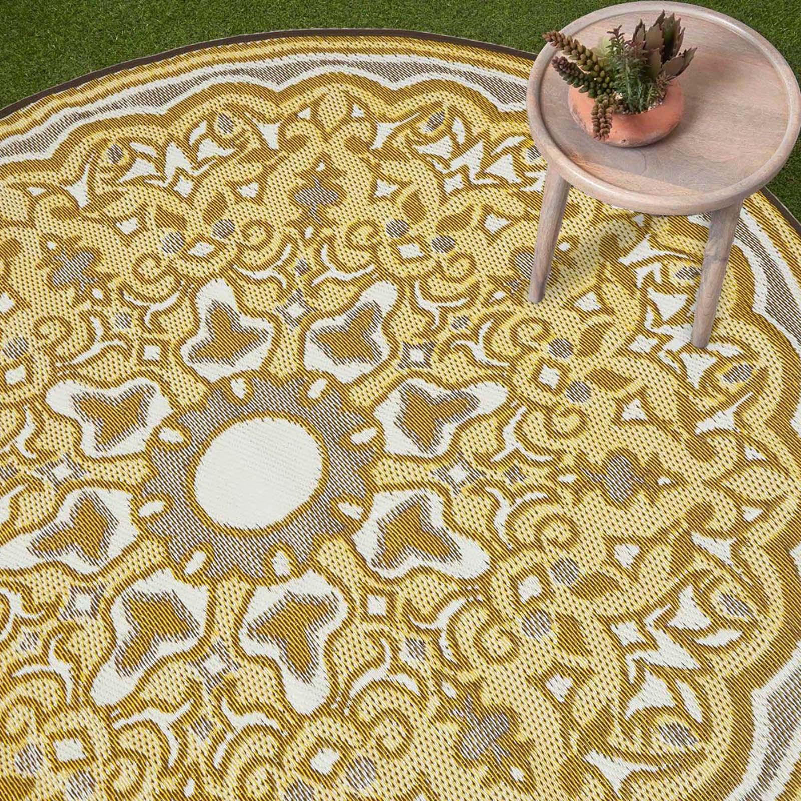 OUTDOORTEPPICH Rae orientalisch gemustert rund 180 cm - Gelb, Kunststoff (180/180cm) - Homescapes