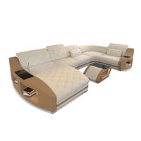 WOHNLANDSCHAFT Stoff Sofa Swing U Form Elfenbein Sandbeige Mikrofaserstoff - Sandfarben, Kunststoff (404/90/220cm)