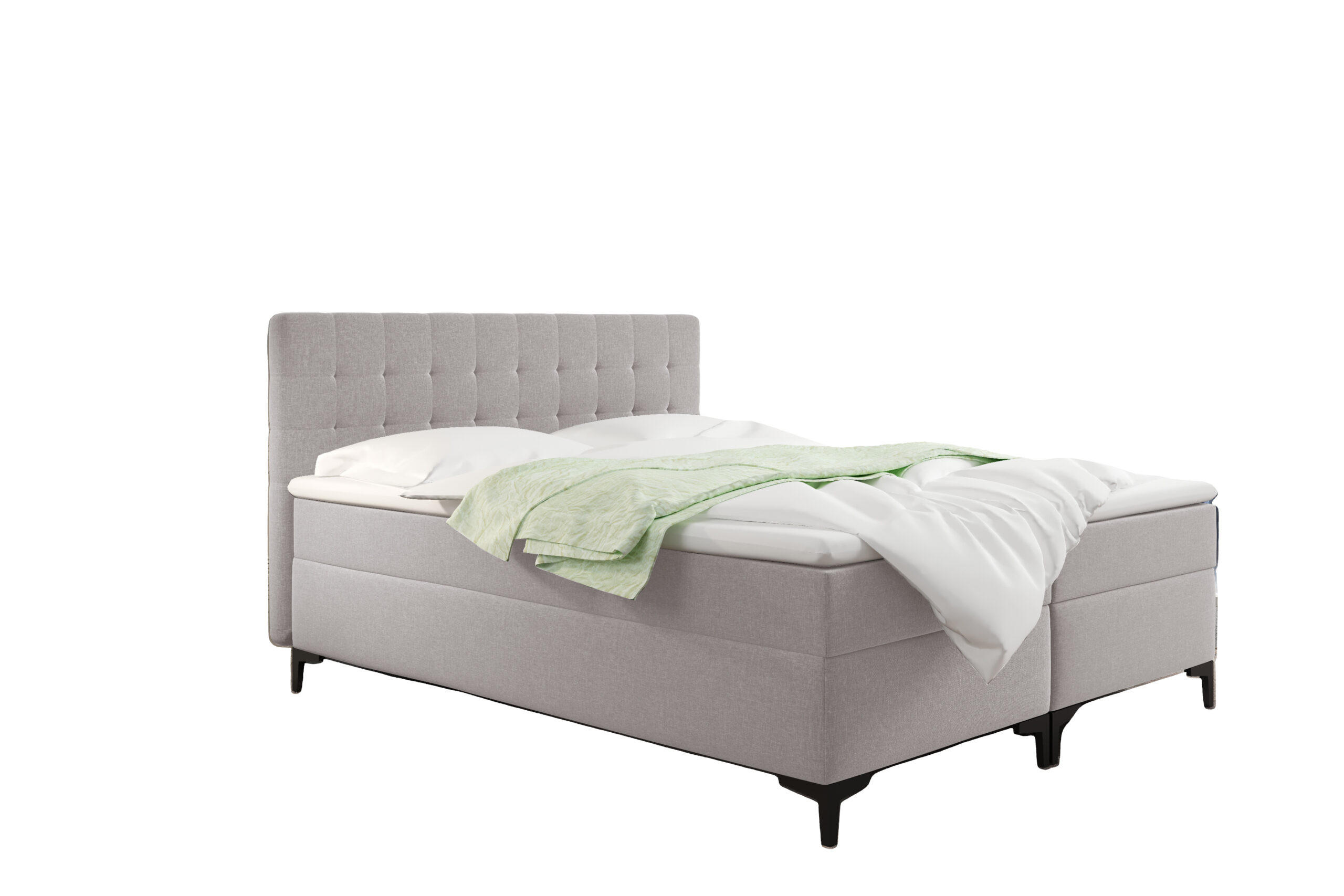 BOXBETT Mit Bettkasten Denver Stoff Muna Beige 180x200 cm H3-Bonell - Beige, Holz (180/200cm) - Kaiser Möbel