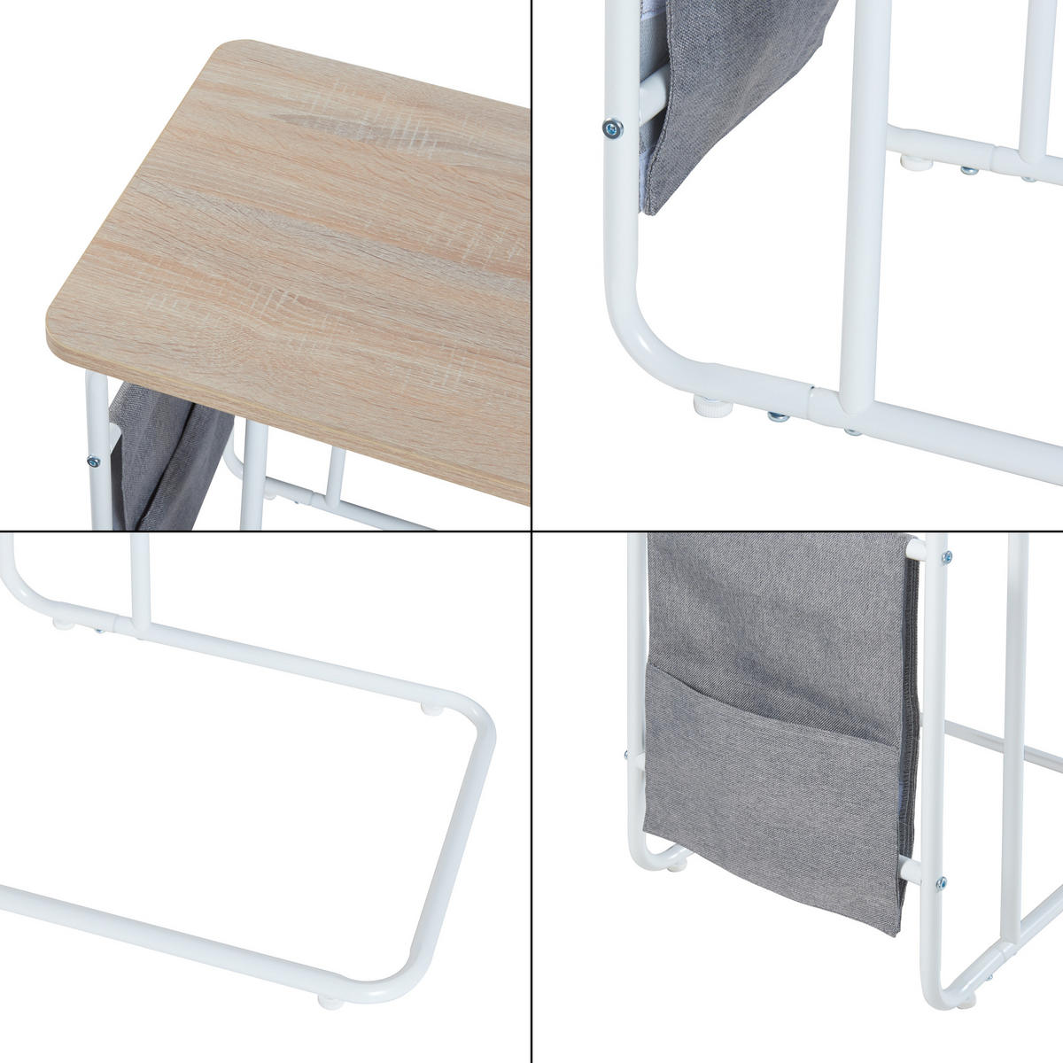 LAPTOPTISCH Dyrøy - Eichefarben/Weiß, Metall (37/48/56cm) - [en.casa]