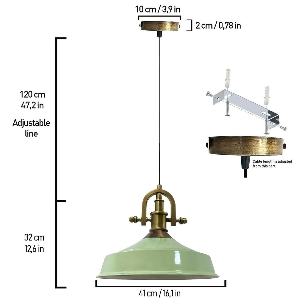 PENDELLEUCHTE Asletl-Marine - Mintgrün, Metall (41/41/28cm) - Bamyum