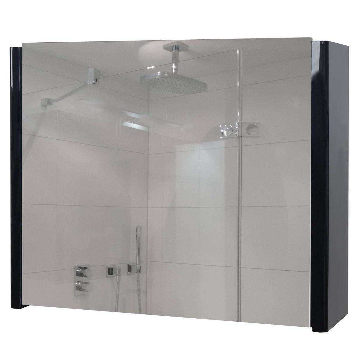 SPIEGELSCHRANK Hochglanz Schwarz - Schwarz Hochglanz, Holz (79/48/18cm) - MCW