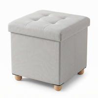 SITZHOCKER mit Stauraum auf hölzernen Füßen 38/38/38 cm - Beige, Textil (38/38/38cm) - SCENA LIVING