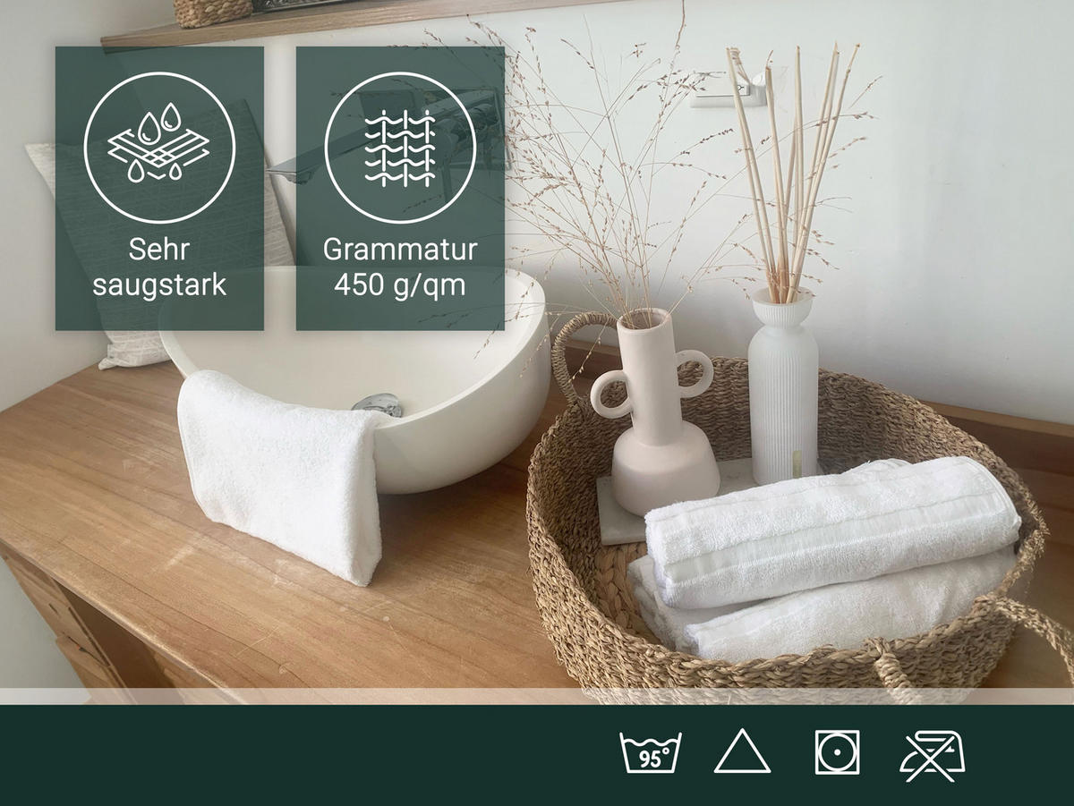 HANDTÜCHER, 4er-Set, 50x100 cm, 100% Baumwolle, Weiß - Weiß, Textil (50/100cm) - Zollner