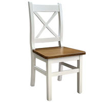 STUHL Kiefer massiv mit Kreuzrücken, weiß und Eiche Farbe - Eichefarben, Holz (47/97/46cm)