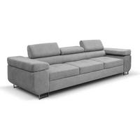 SOFA Marlene II 274 x 97 cm, mit verstellbaren Kopfstützen Schlaffunktion Wohnzimmersofa 3 Sitzer, hellgrau - Hellgrau, Kunststoff (274/87/97cm) - Margaret Hadas24