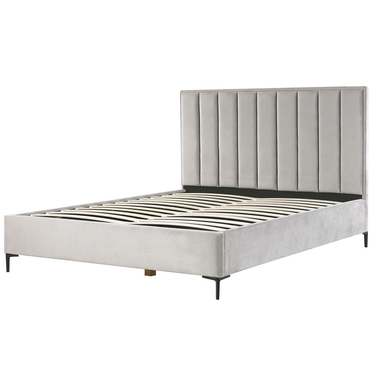 PAT TAPIȚAT 180x200 cm gri Sezanne - gri deschis, material textil (180/200cm) - Beliani