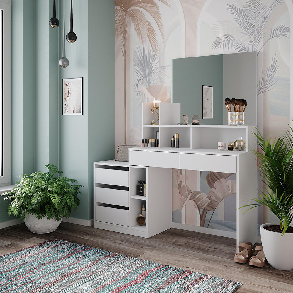 SCHMINKTISCH Anja Weiß 139.8 cm - Weiß, Holzwerkstoff (139.8/115/40cm) - Vicco