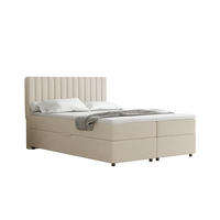 BOXBETT Everest beige 140 x 200 cm Doppelbett mit hochwertiger Bonell-Matratze und Topper - Creme, Holz (140/200cm) - Panda Möbel