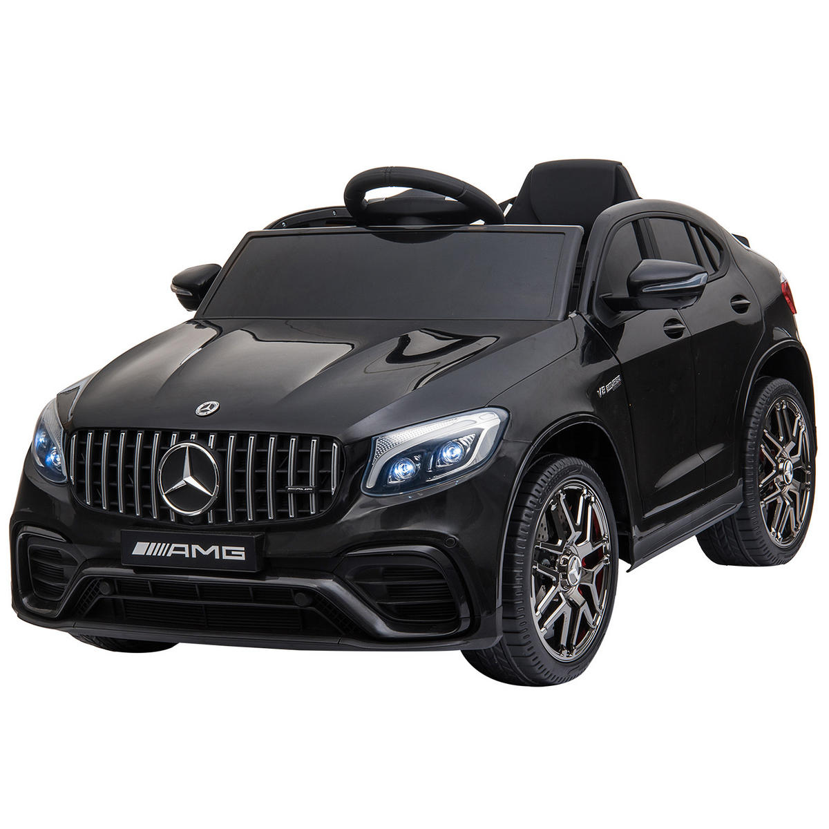 KINDER-ELEKTROAUTO DE-06089 12V mit 2,4G Fernbedienung und 2 Motoren Schwarz - Schwarz, Kunststoff/Metall (115/70/55cm) - ComfortXL