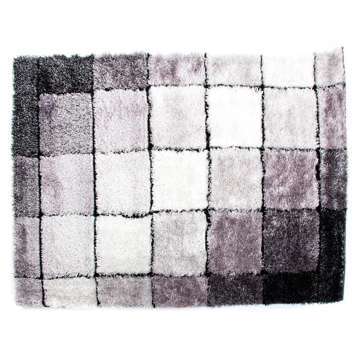 TEPPICH Schwarz Polyester Weiß Kariert 120 x 180 x 2 cm - Weiß, Kunststoff (120/180cm) - DKD Home Decor
