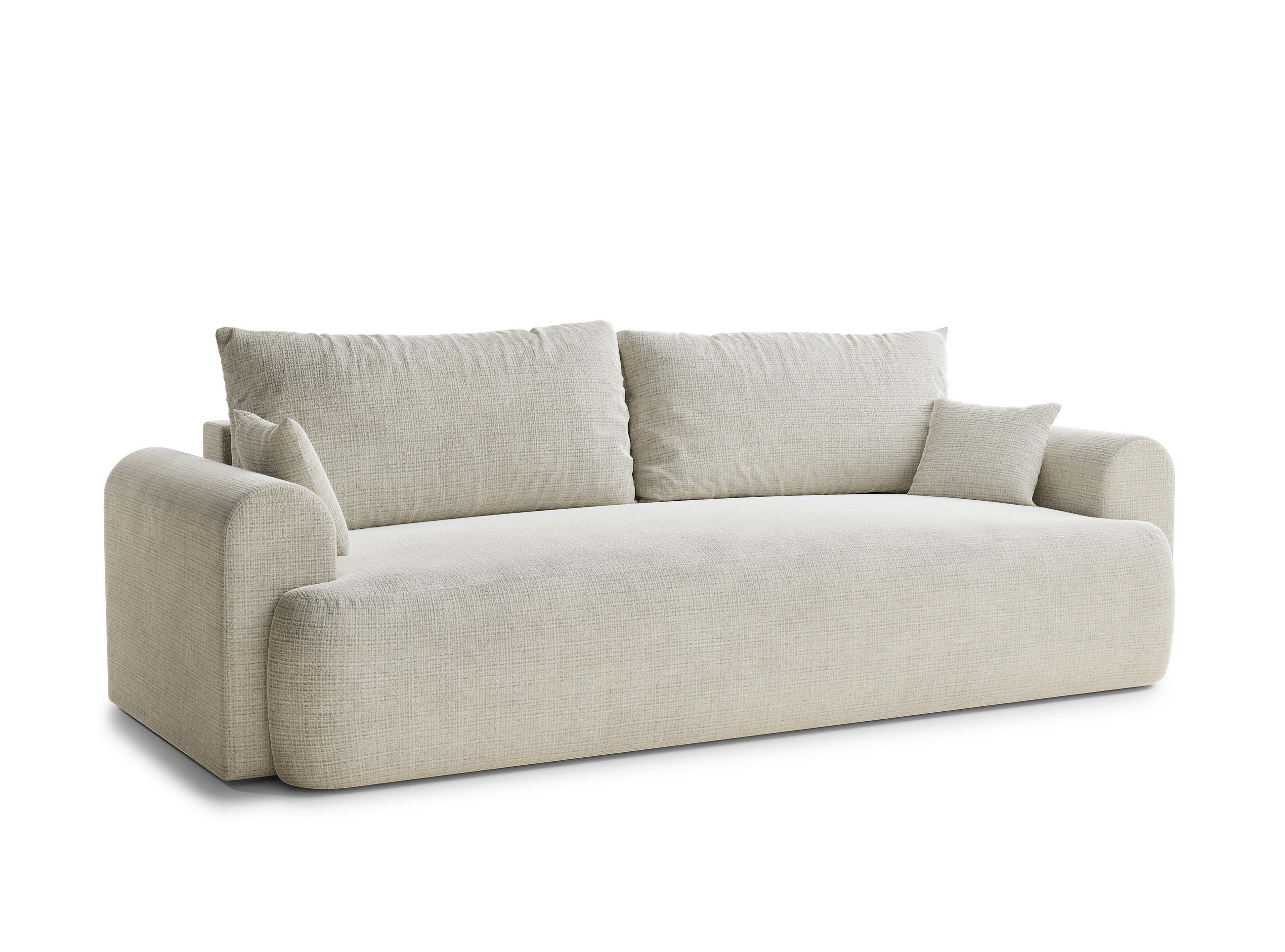 SOFA MIT SCHLAFFUNKTION Toluca Beige grau Chenille-Stoff - Greige/Schwarz, Holz/Holzwerkstoff (247/69/90cm) - Maison de Reve