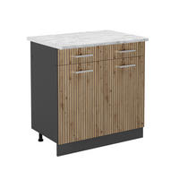 KÜCHENUNTERSCHRANK R-Line Artisan-Eiche 80 cm, AP Marmor - Anthrazit/Eiche Artisan, Holzwerkstoff (80/81.6/60cm) - Vicco
