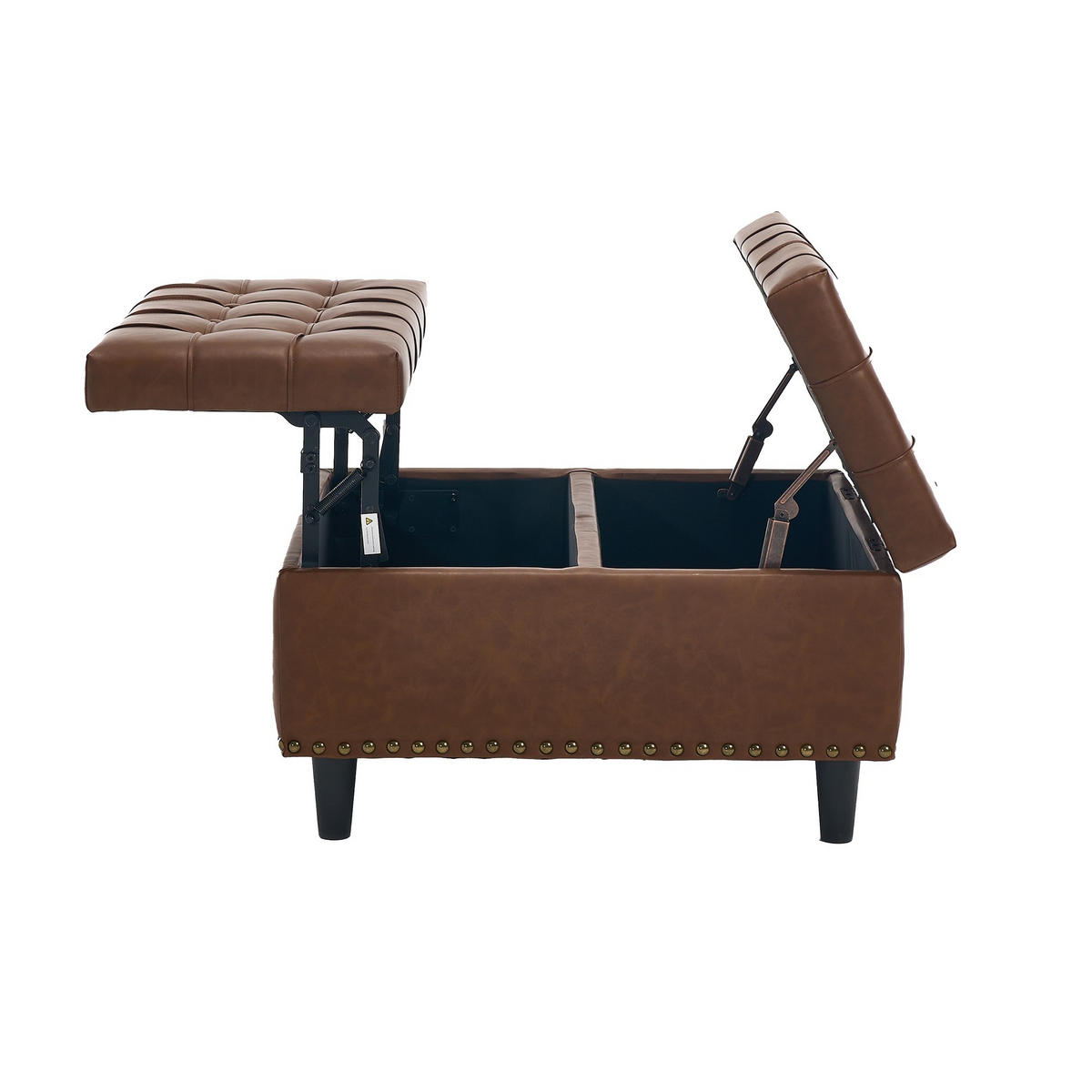 HOCKER Couchtisch,Aufbewahrungsstuhl,höhenverstellbar,PU-Leder,Braun - Braun, Metall (75/41/75cm) - LVHOM