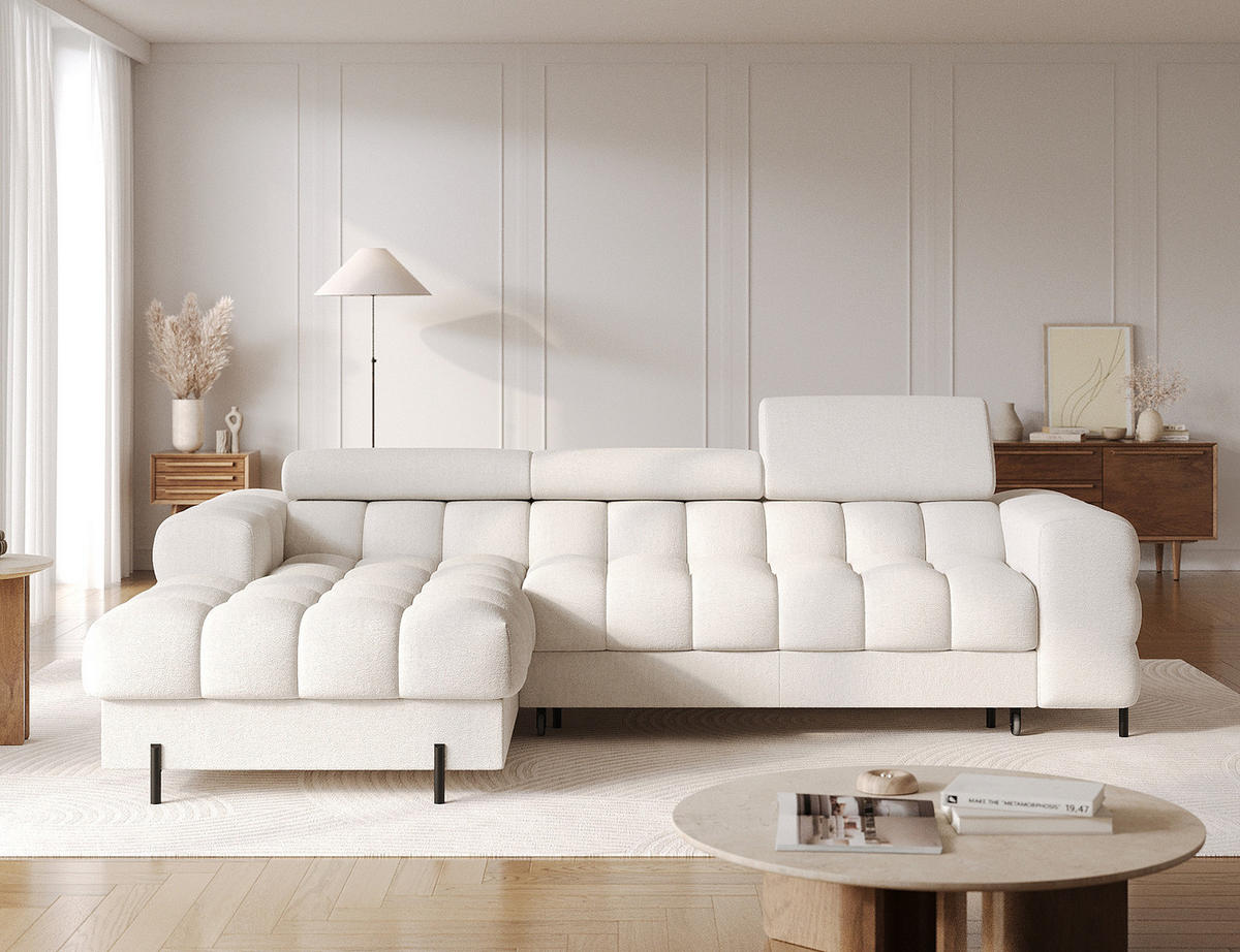ECKSOFA Neviro L - Weiß (Amore 01) - Weiß, Holzwerkstoff (285/181cm) - Möblo